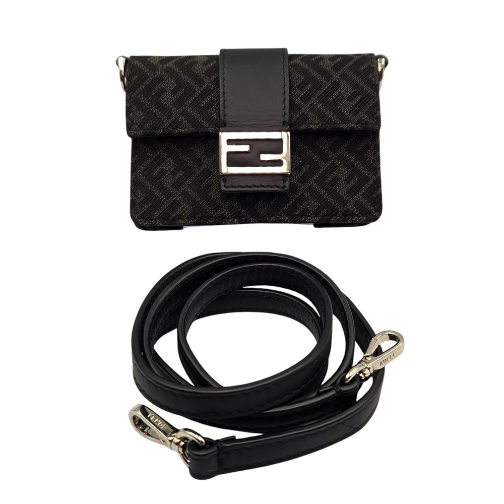 Fendi Mini Baguette Monogram Canvas Leather Strap Authentic NWOT - Picture 3 of 10